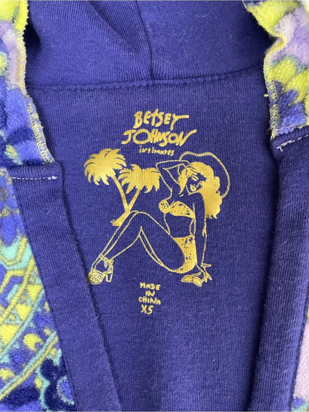Betsey Johnson Paisley Terry Cloth Hooded Swim Cover Up Dress